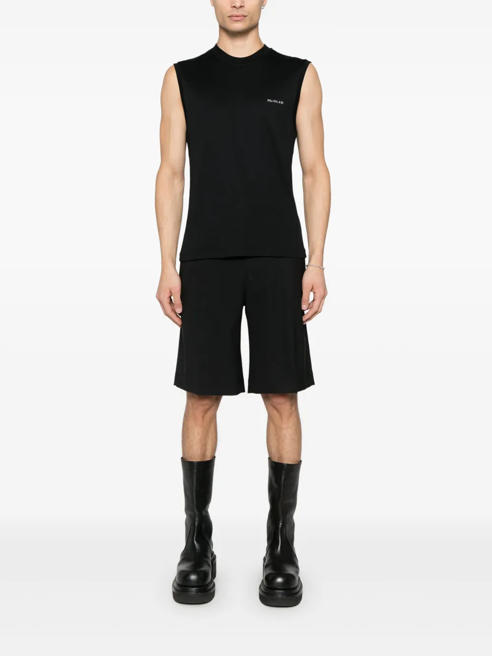 Mugler Vest met logo - Zwart
