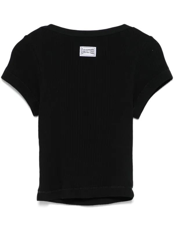 Tシャツ・カットソー JeanPaul GAULTIER 'The Black JPG Baby Tee' T-shirt Jean Paul Gaultier The Label T-shirt | Black | FARFETCH