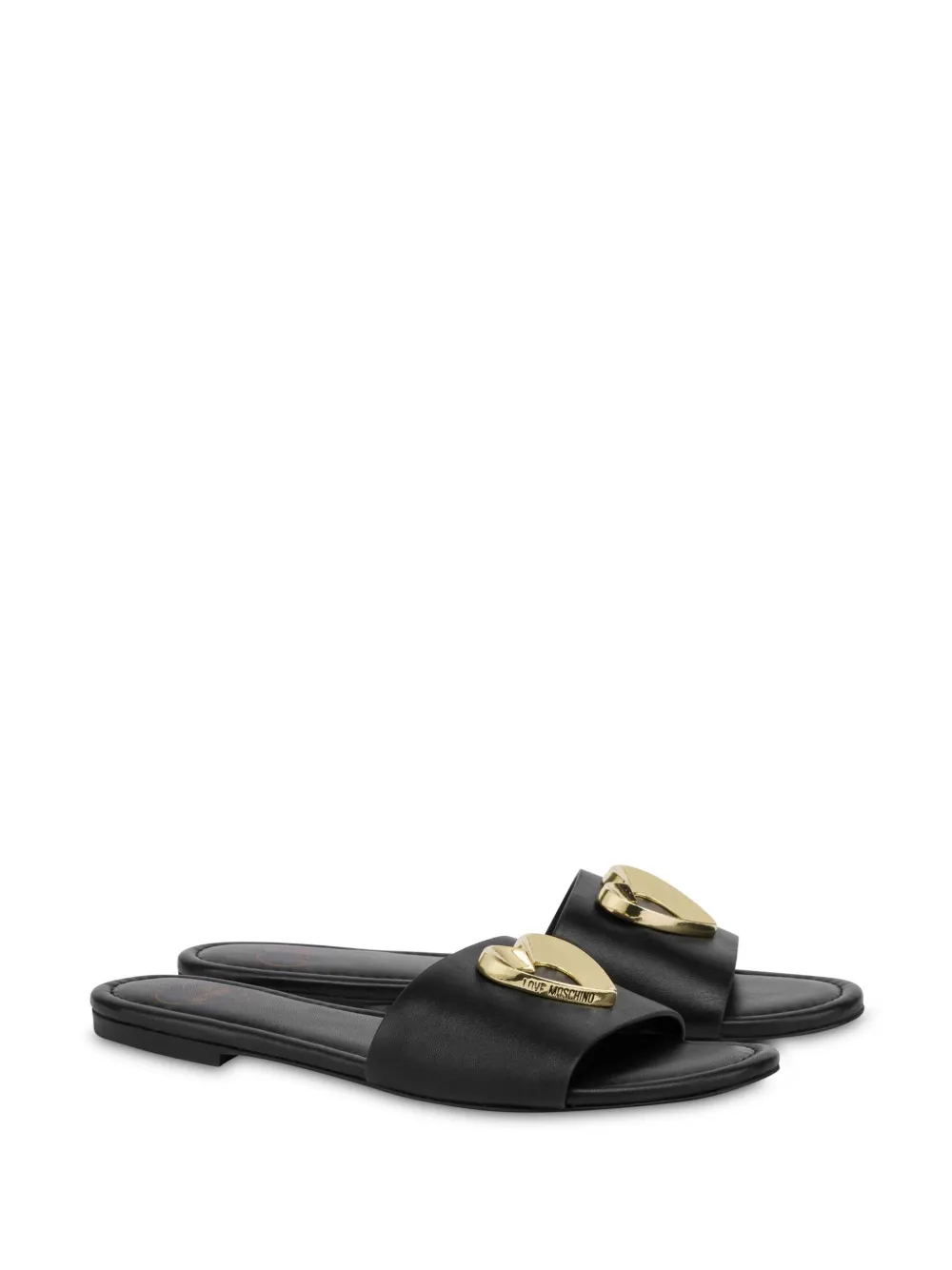 Love Moschino Slippers met logoplakkaat Zwart