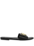 Love Moschino logo-plaque slides - Black