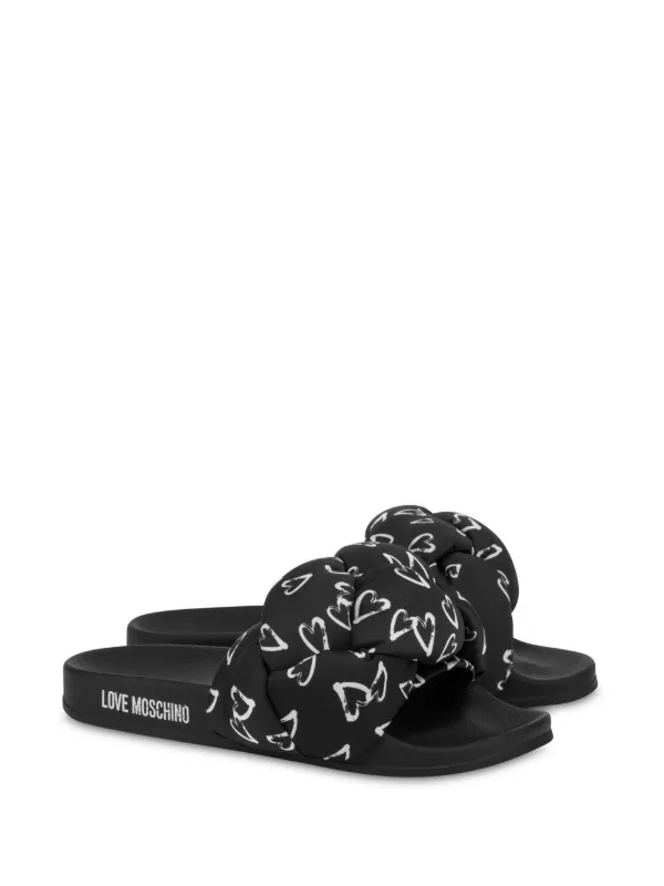 Love Moschino heart-print Slides | Black | FARFETCH
