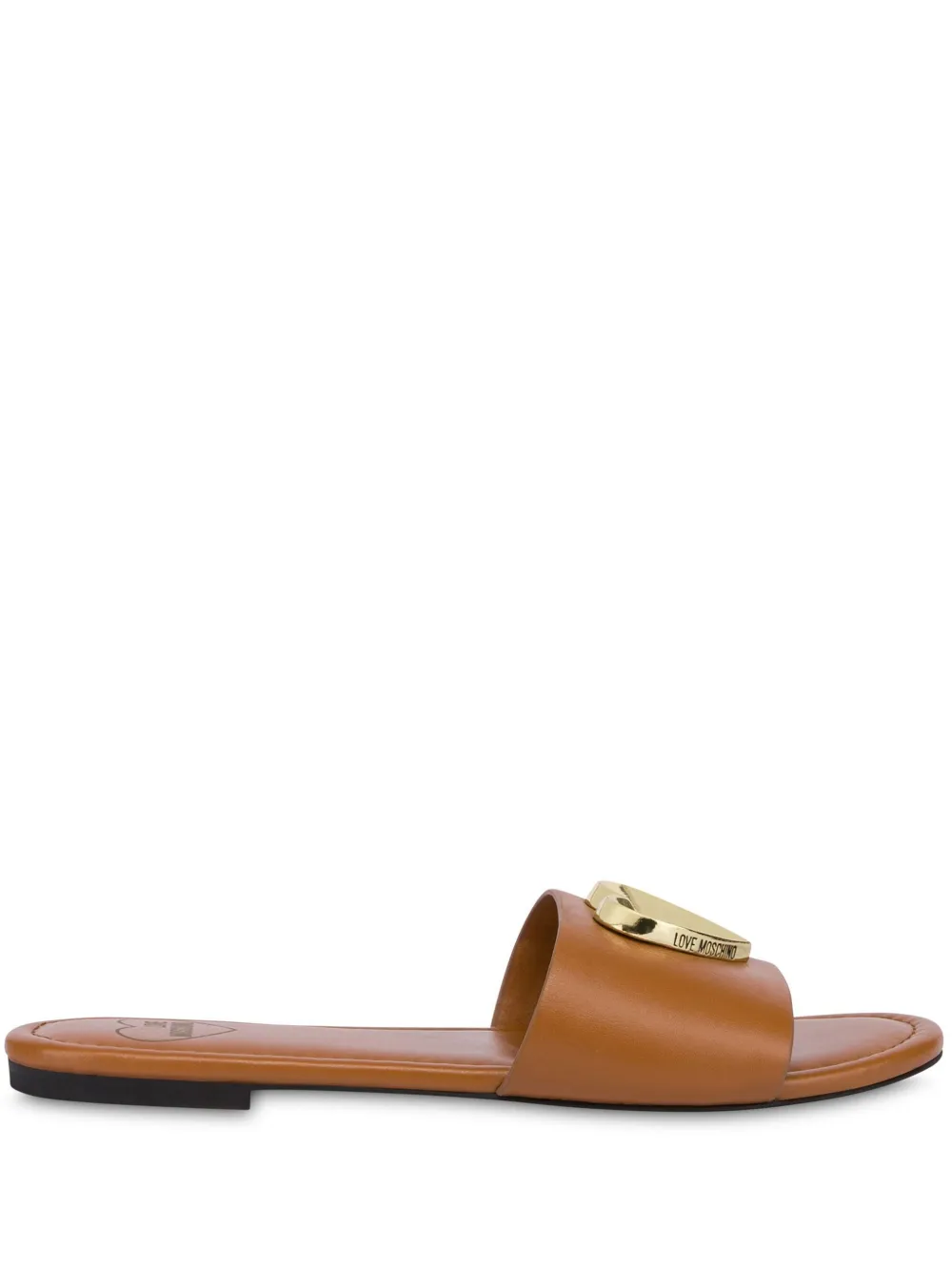 Love Moschino logo-plaque slides Brown