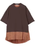 Undercover pleated-panel T-shirt - Brown