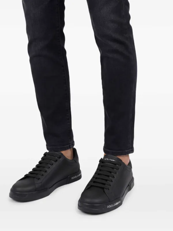 Dolce & Gabbana ブラックレザーシューズ Dolce & Gabbana Portofino Sneakers | Black | FARFETCH