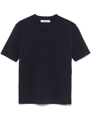 miu miu ブラック Tシャツ Mサイズ Miu Miu logo-intarsia T-shirt | Blue | FARFETCH