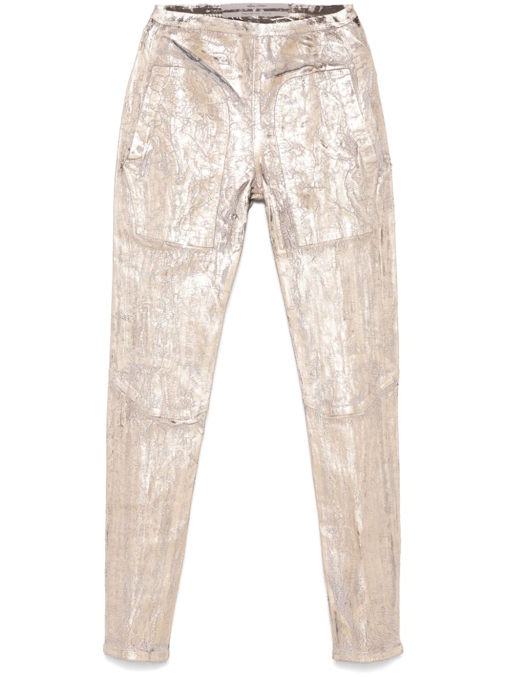 cracked-effect trousers