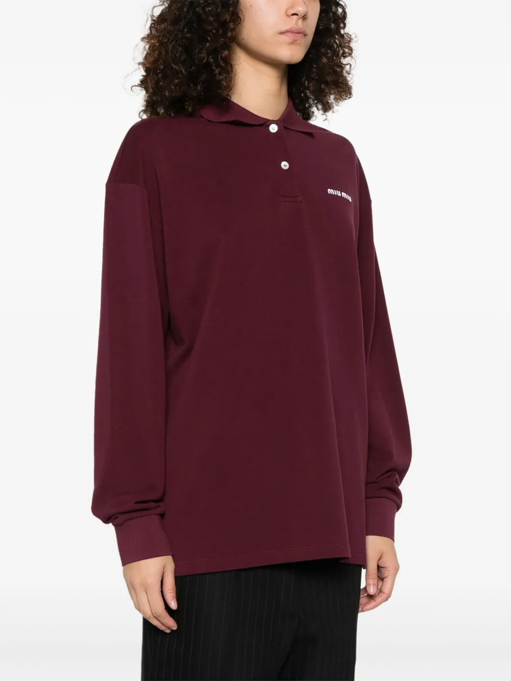 Miu Poloshirt met geborduurd logo Rood