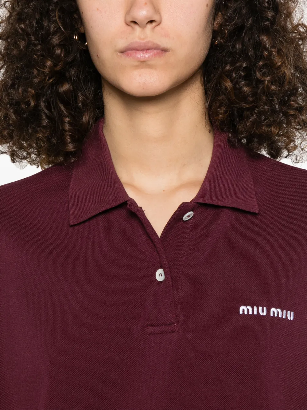 Miu Poloshirt met geborduurd logo Rood
