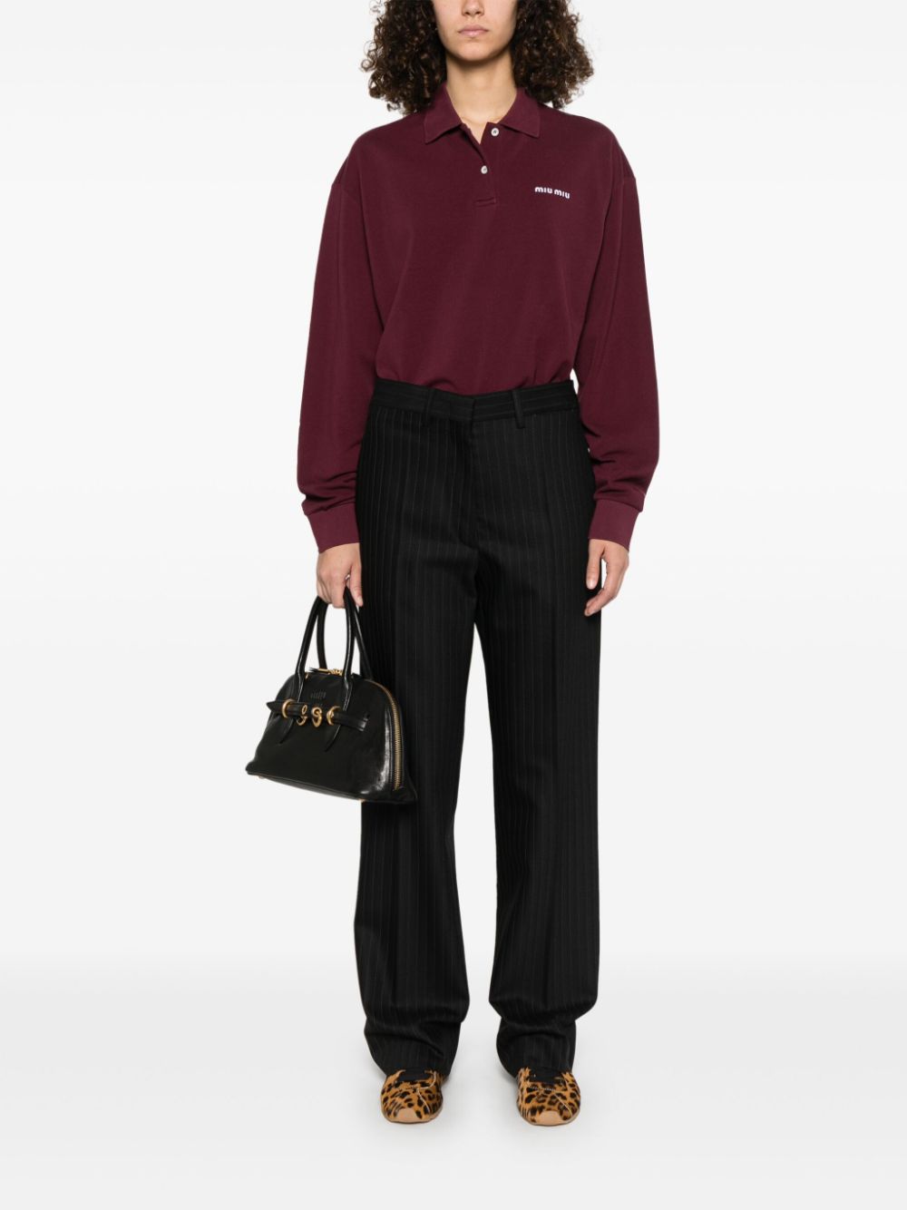 Miu Miu Poloshirt met geborduurd logo - Rood