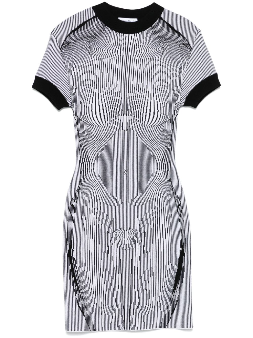 anatomy-intarsia mini dress