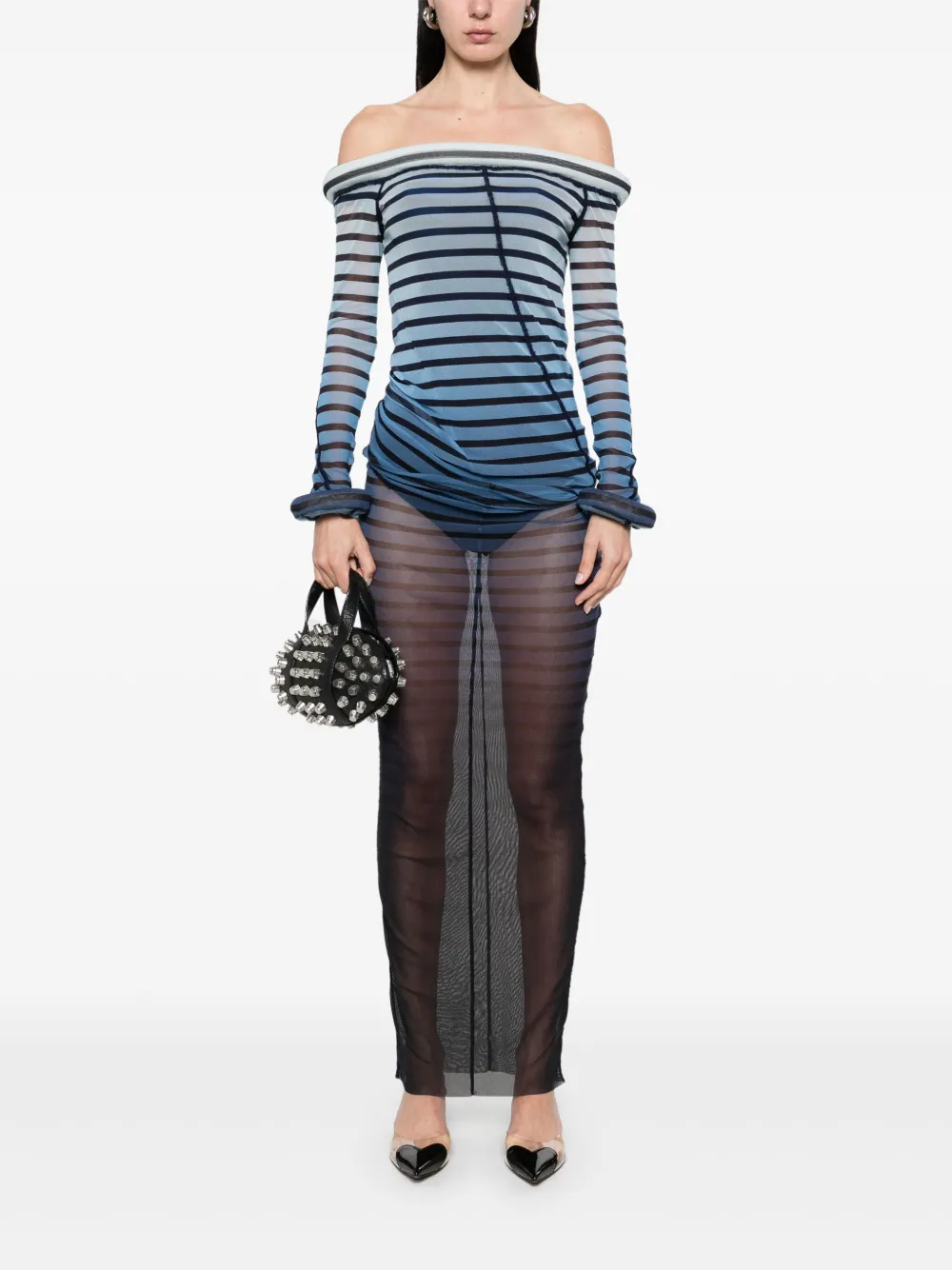 jeanpaulgaultier Jean Paul Gaultier Gestreepte maxi-jurk - Zwart