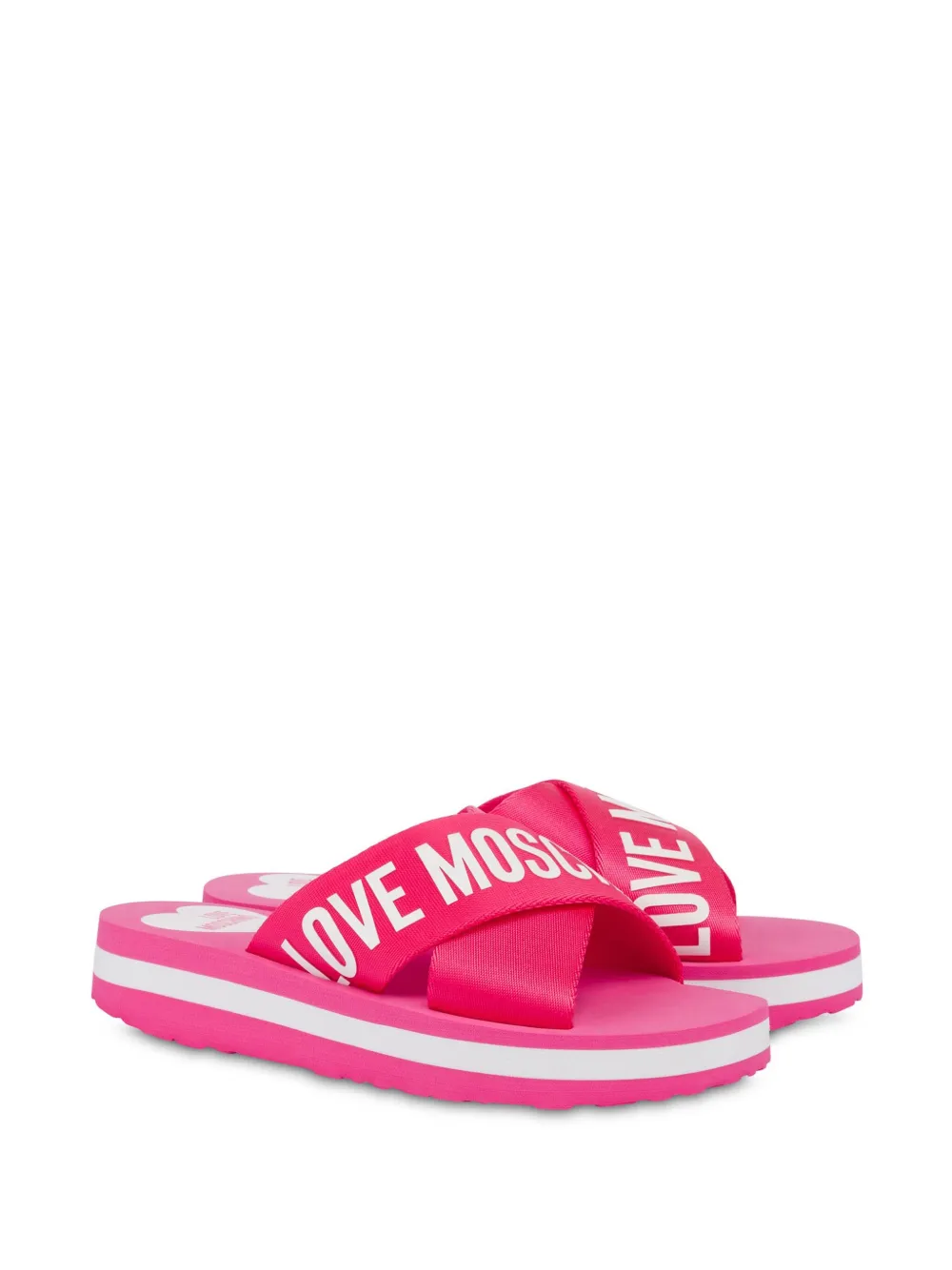 Love Moschino logo-print slides Pink
