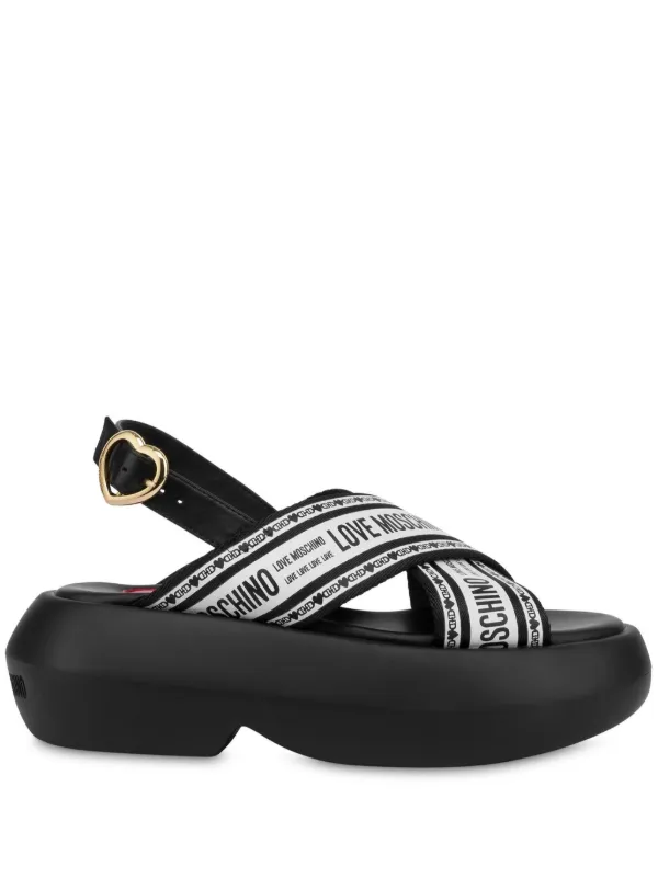 Love Moschino logo-print Sandals Black FARFETCH JO
