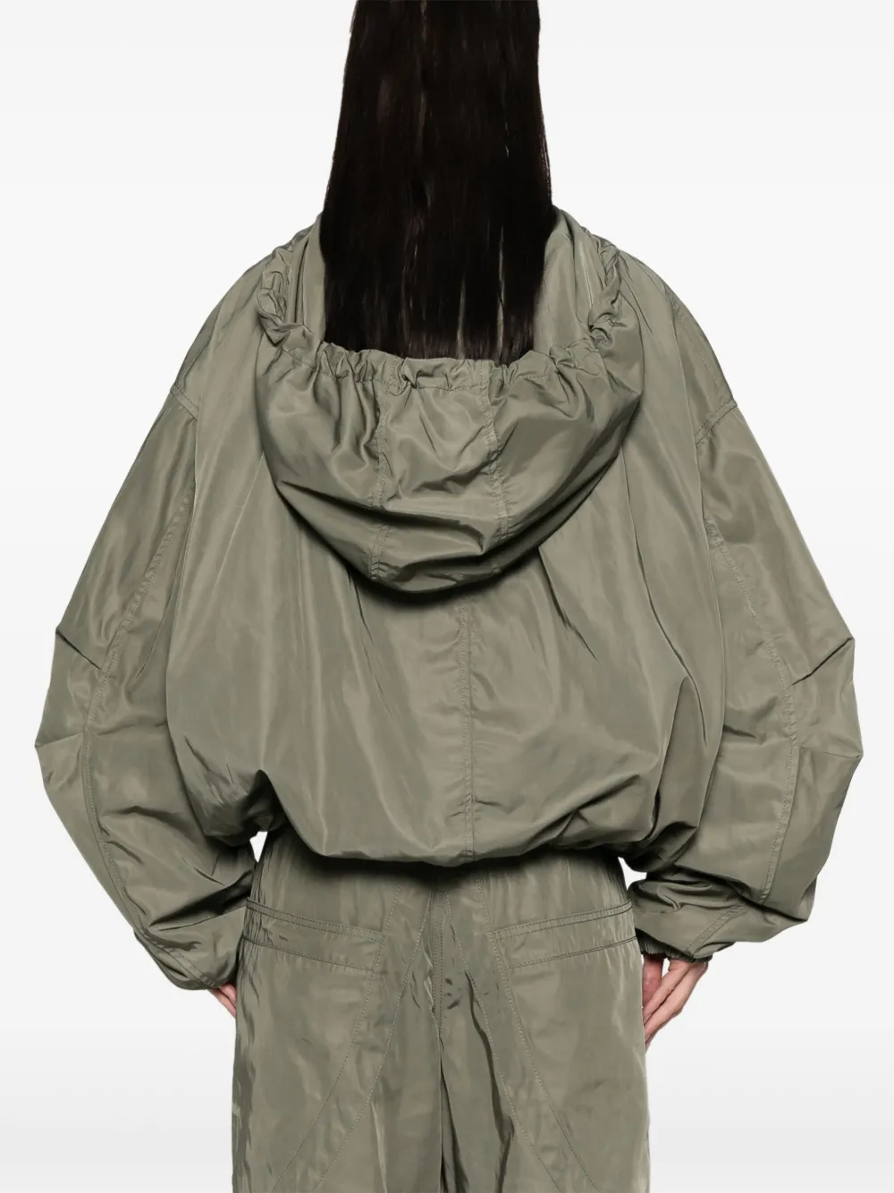 Attico Hooded Bomber Jacket In Green