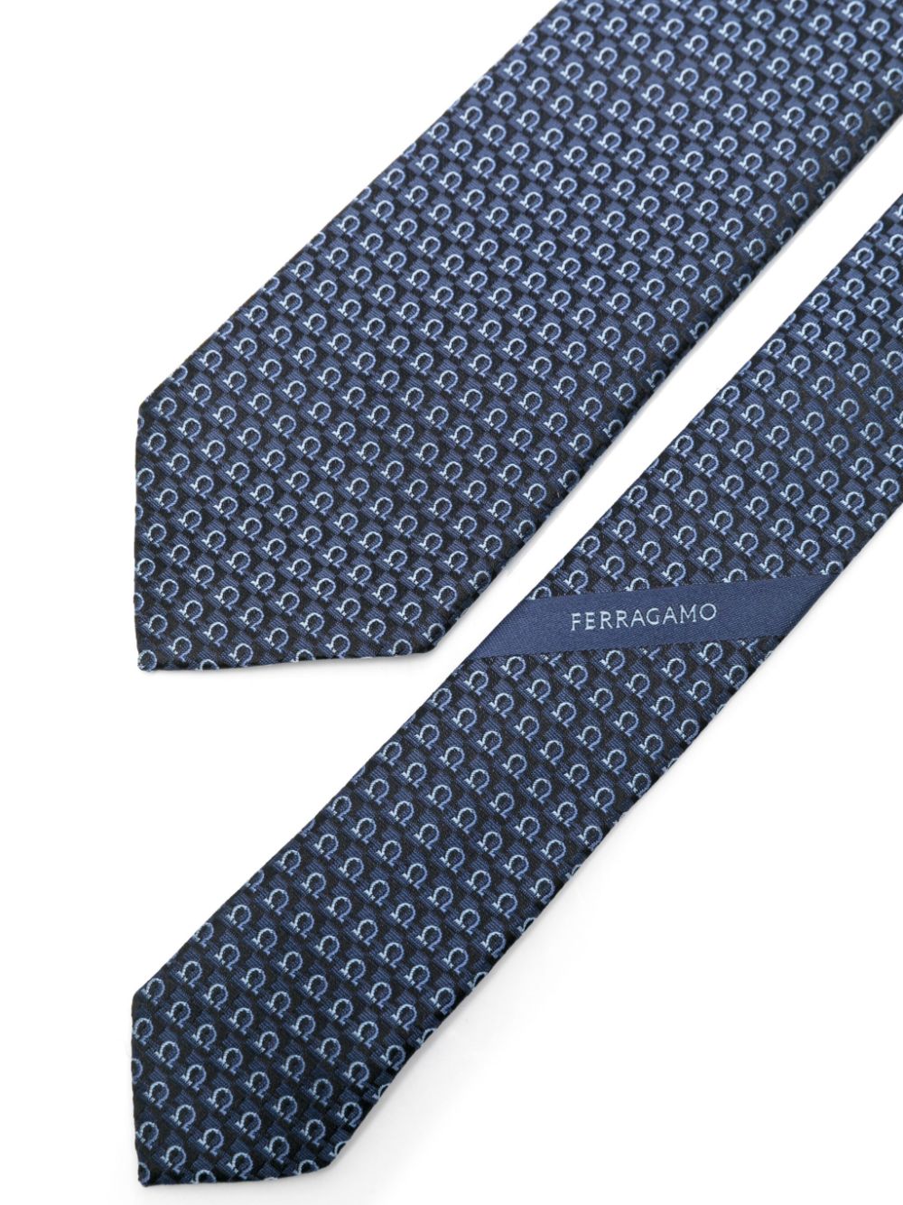 Ferragamo Gancini-jacquard tie - Blauw