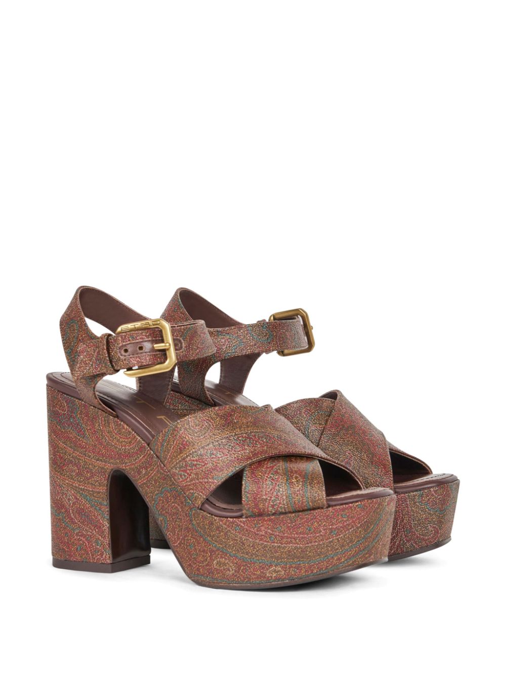 ETRO 100mm paisley platform sandals - Brown