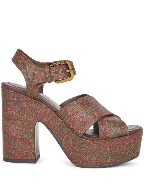 Sandales plateforme à motif cachemire 100 mm - ETRO - Modalova