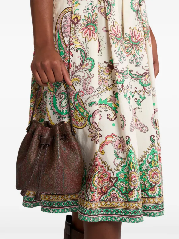 【ETRO】関税込★ブラウンペイズリーミニバケットバッグ ETRO ペイズリー ミニバケットバッグ | ブラウン | FARFETCH JP