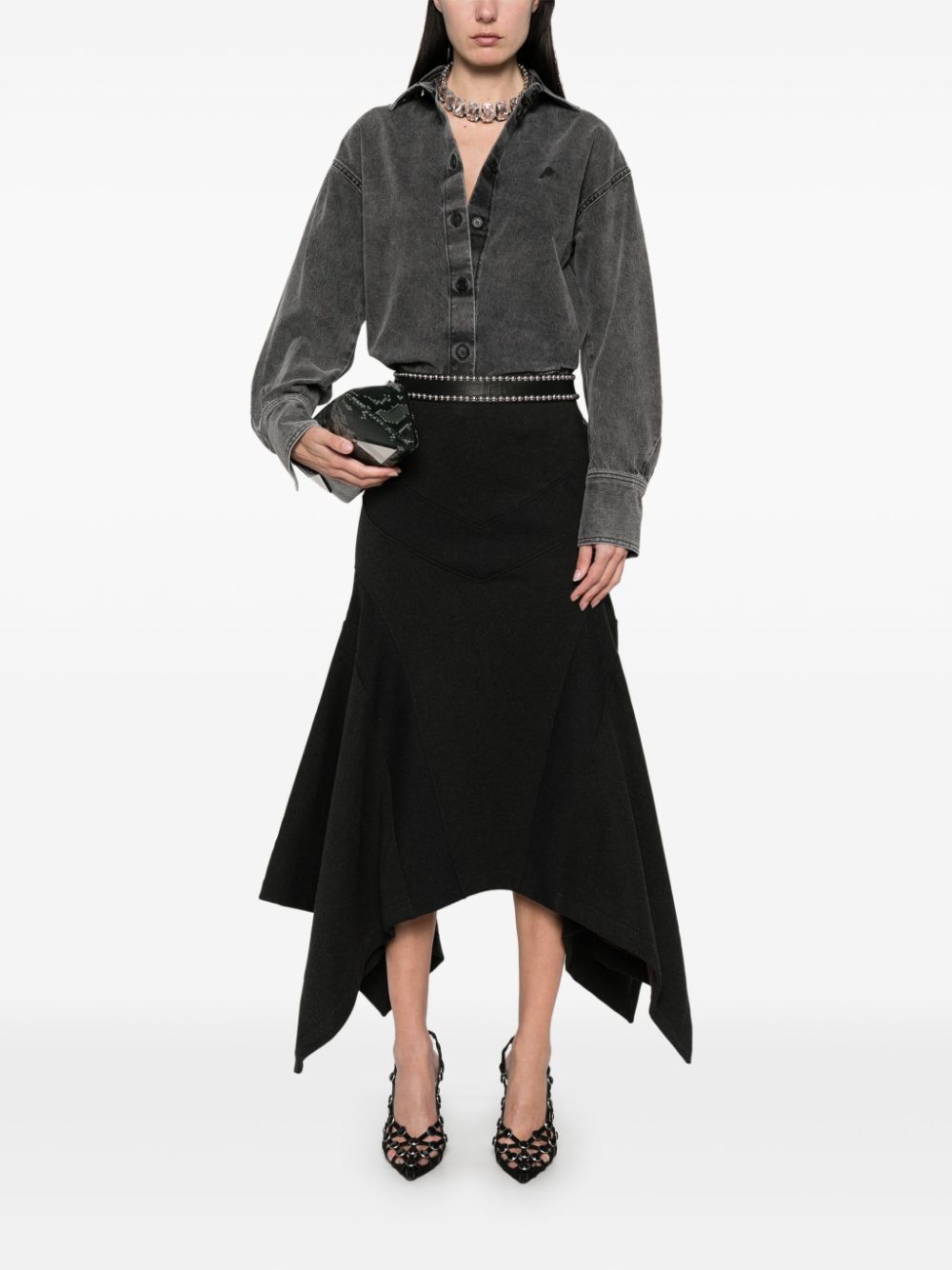 The Attico panelled midi skirt - Zwart