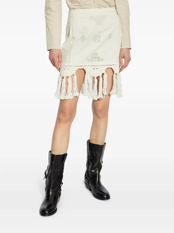 ISABEL MARANT Sandra Macramé Mini Skirt | White | FARFETCH