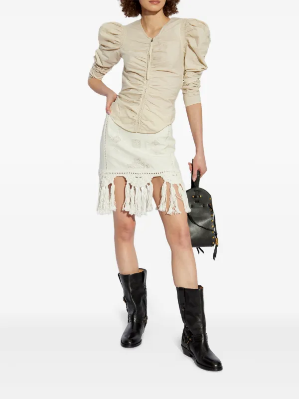 【関税&送料込】Isabel Marant Mini Gonna Sandra In Cotone ISABEL MARANT Sandra Macramé Mini Skirt | White | FARFETCH