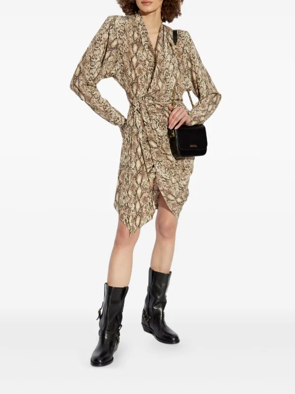 ワンピース ISABEL MARANT 'Cleora' dress Multicolor RO0648FAB4J07I Isabel Marant Cleora Print Draped Long Sleeve Silk Blend