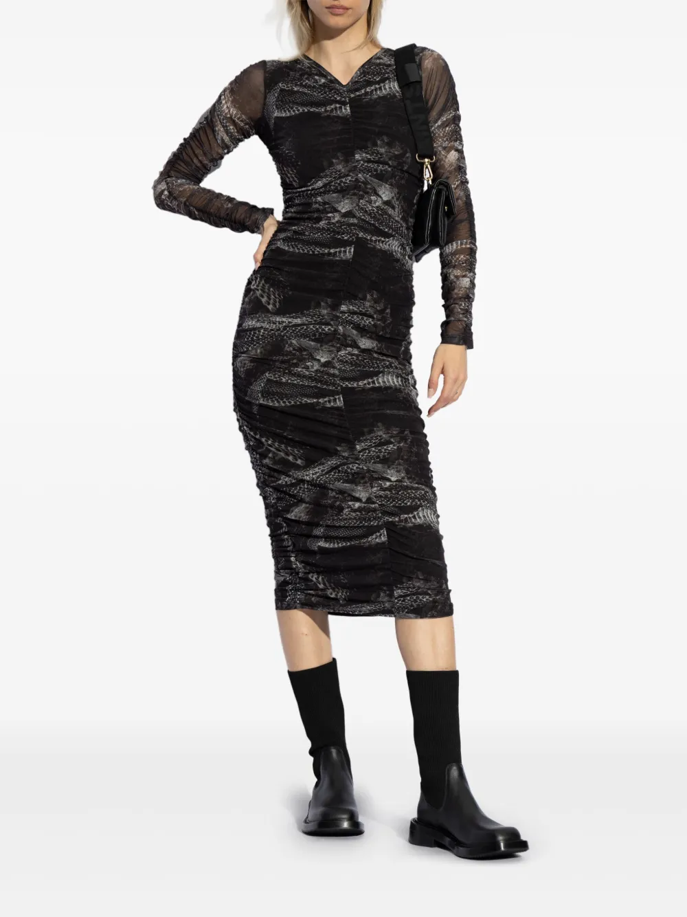 AllSaints Keiko midi-jurk - Zwart
