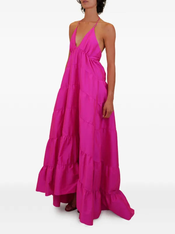 AZEEZA Kitty Olesia Tiered Maxi Dress | Pink | FARFETCH GE