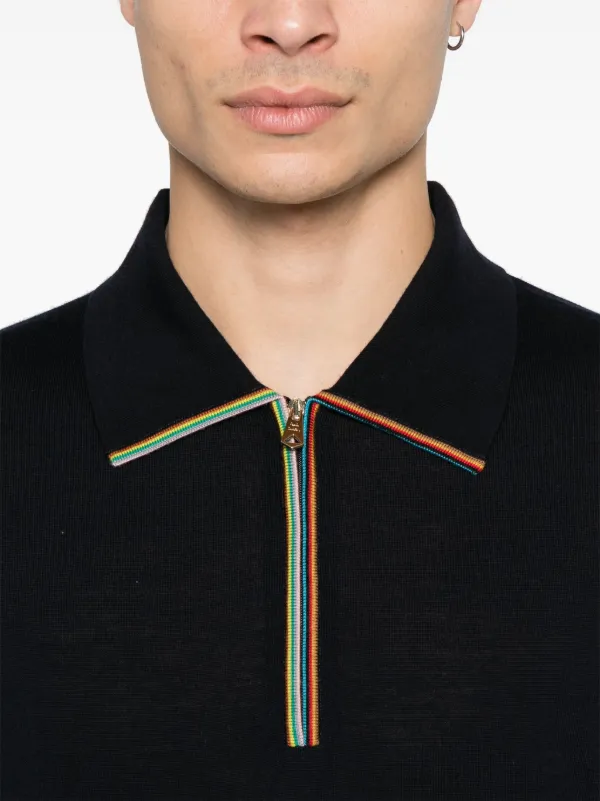 Paul Smith Artist-stripe Detailed Polo Shirt | Blue