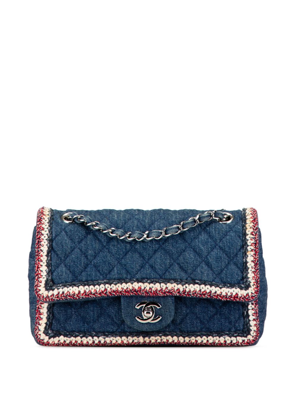 2018-2019 Medium Denim Braided Flap shoulder bag