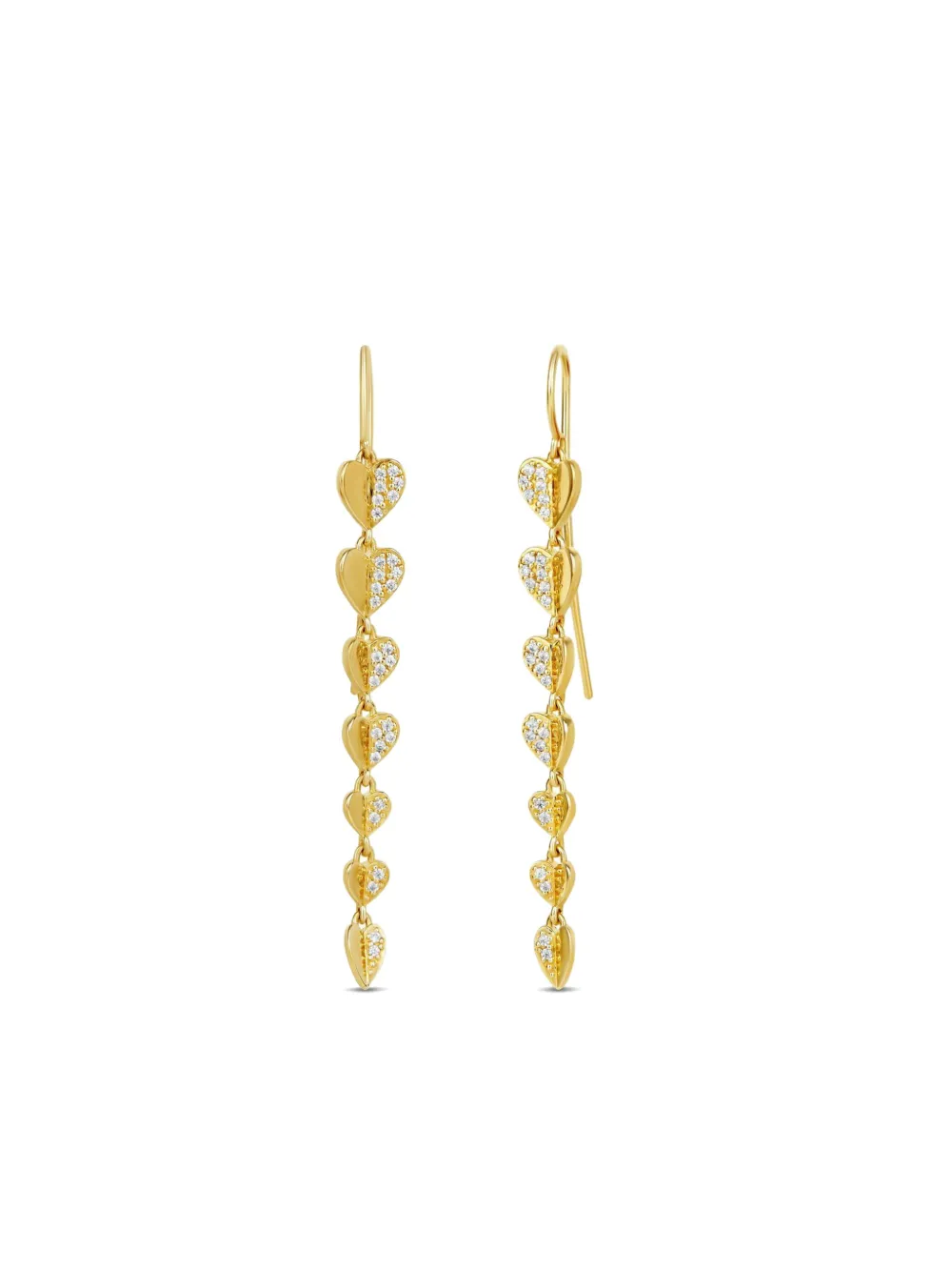 Dinny Hall aretes Folded Heart en oro amarillo de 9kt con diamantes | Joyas de lujo | Image 2