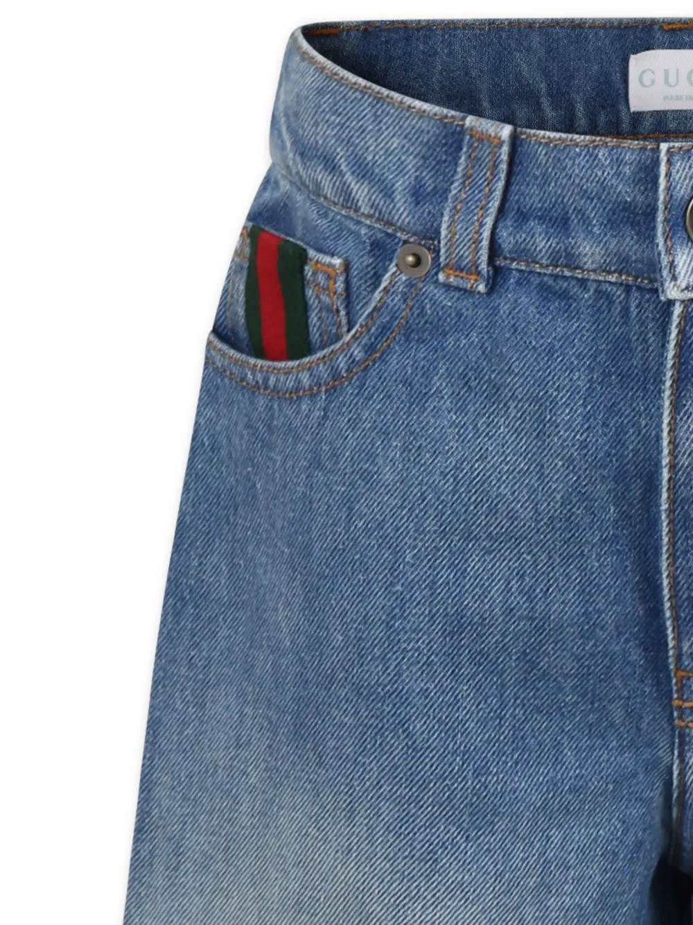 Gucci Kids Spijkershorts met web-streep Blauw