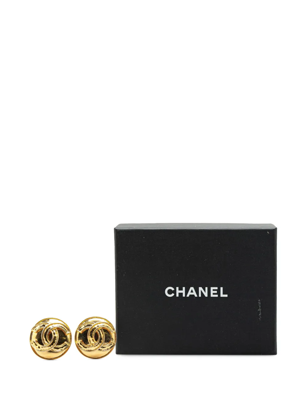 Pre-owned Chanel 1994 Gold Plated Cc Clip On Costume Earrings