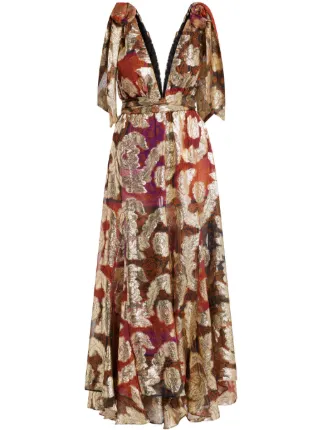 knee length dresses for ladies Rio Abstract Palmer Poplin Tiered Maxi Dress