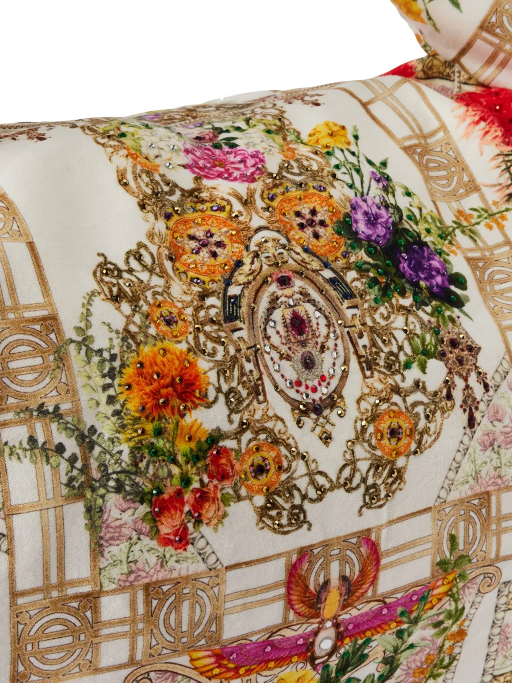 Camilla Schoudertas met bloemenprint Beige