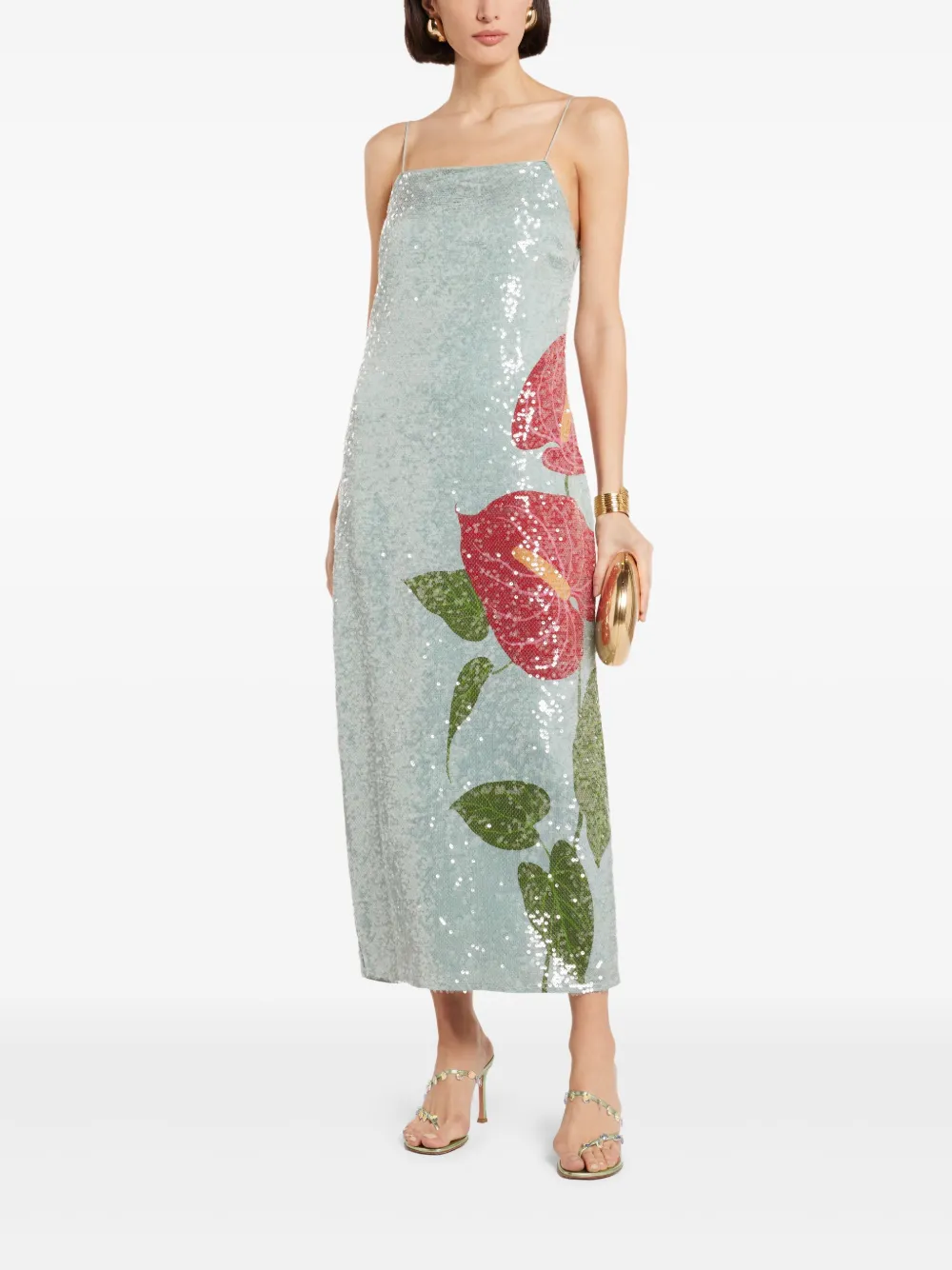 FARM Rio sequin-embellished midi dress - Blauw