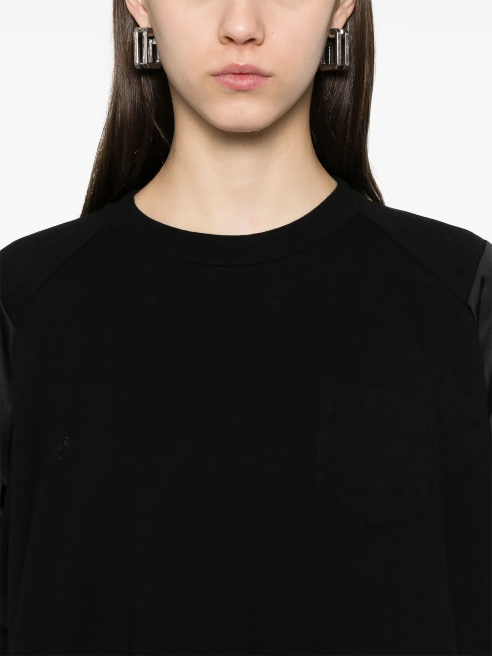 sacai T-shirt met trekkoord Zwart