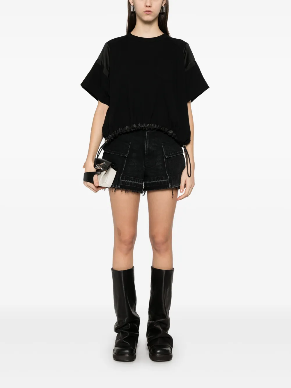 sacai T-shirt met trekkoord - Zwart