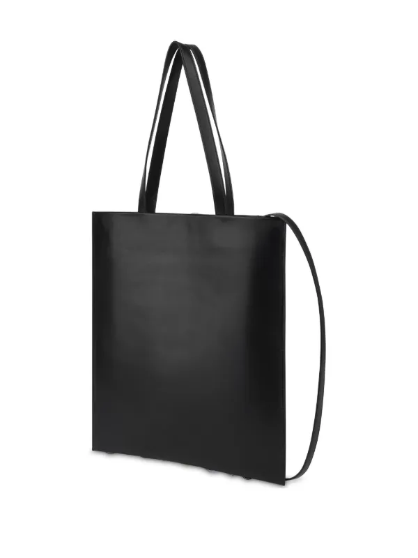 MOSCHINO 071402411001 関税送料込 Moschino Tote Bag Embossed Logo Leather Black Shopper