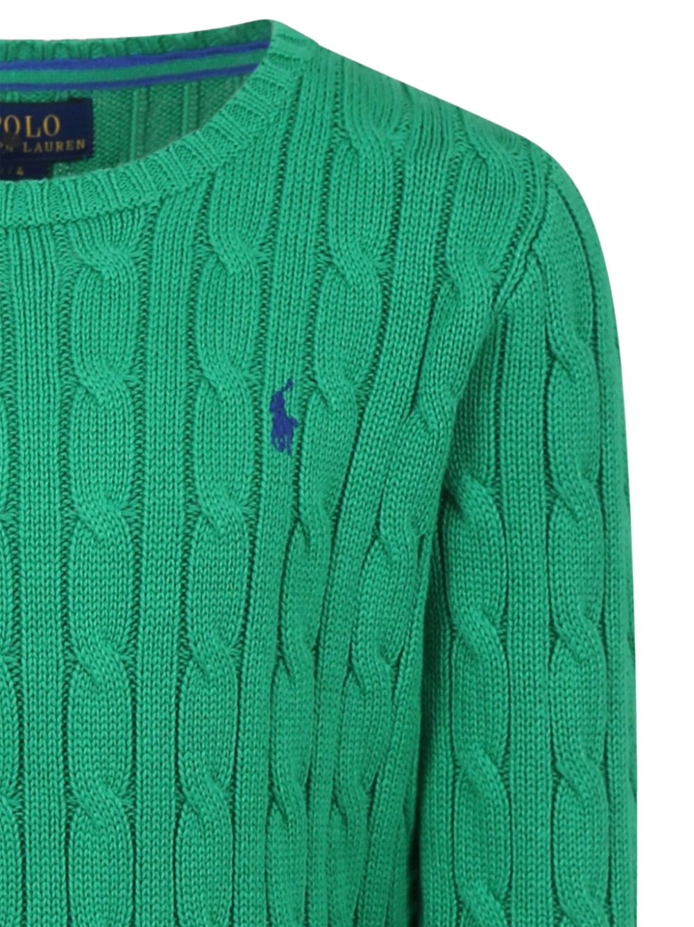 POLO RALPH LAUREN KIDS Kabelgebreide katoenen trui Groen