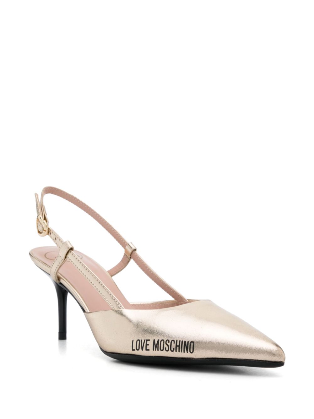 Love Moschino 65mm logo-print pumps Gold