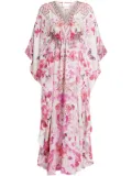 Camilla The Botanical Novella Gathered Waist kaftan - White