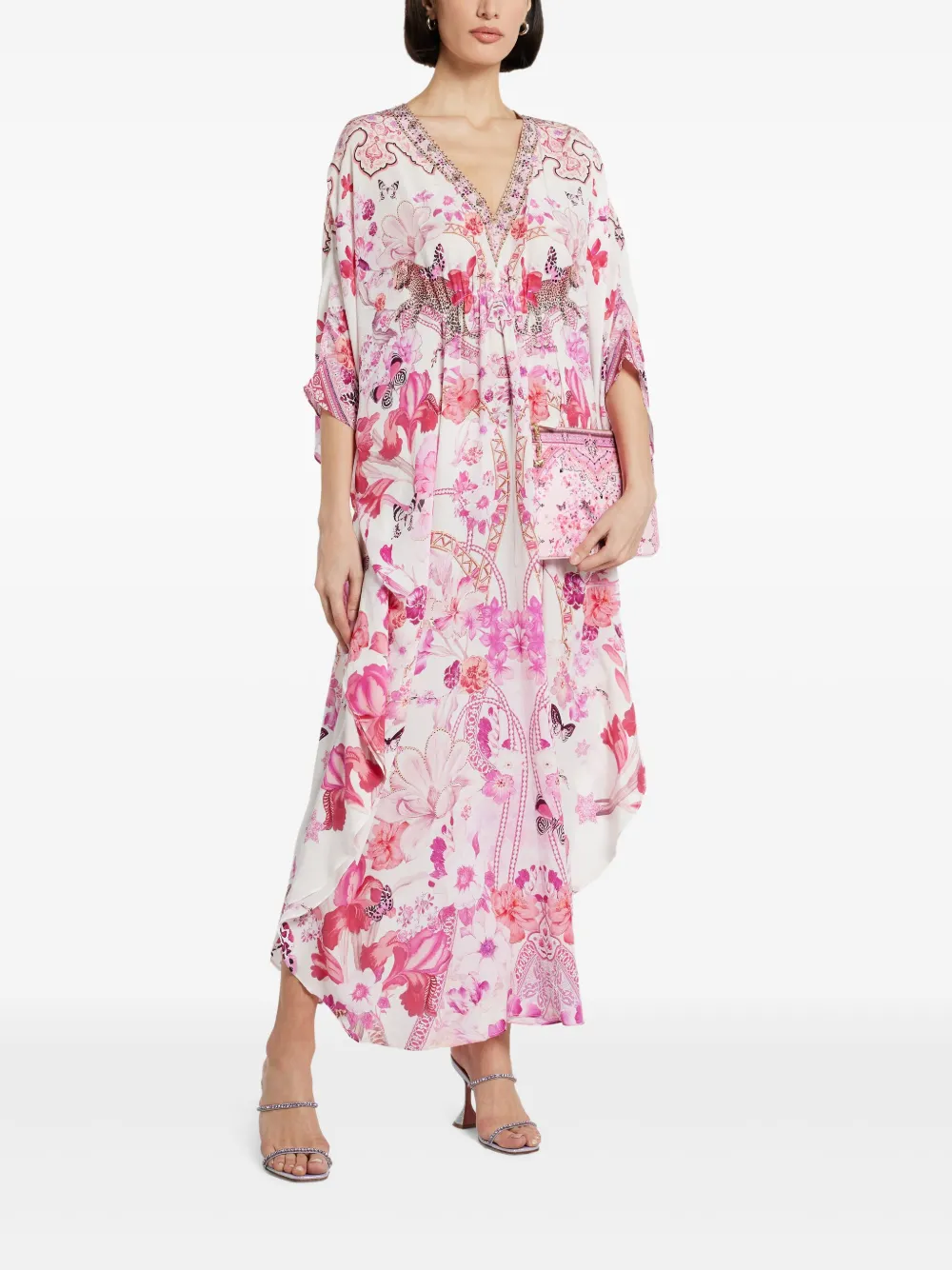 Camilla The Botanical Novella Gathered Waist kaftan - Wit