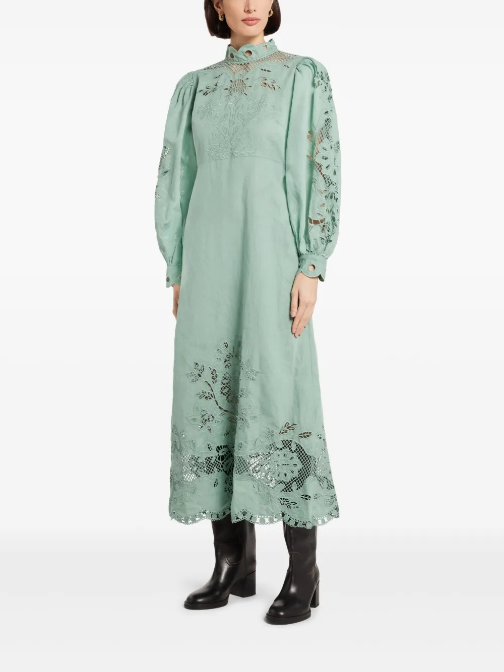 FARM Rio embroidered midi dress - Groen