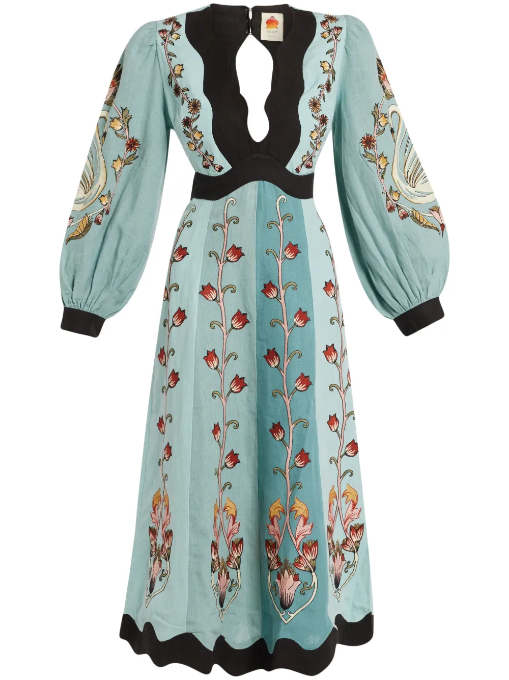 FARM Rio Flowing Beauty midi-jurk Blauw