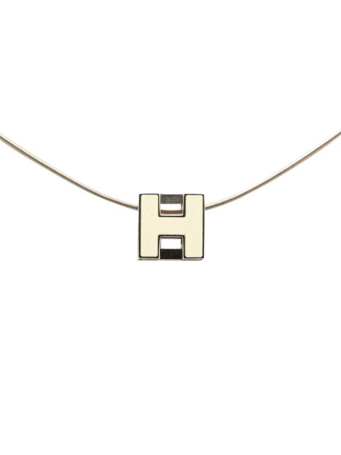 Hermès Pre-Owned 20th Century Palladium Plated Cage dH Cube costume necklace