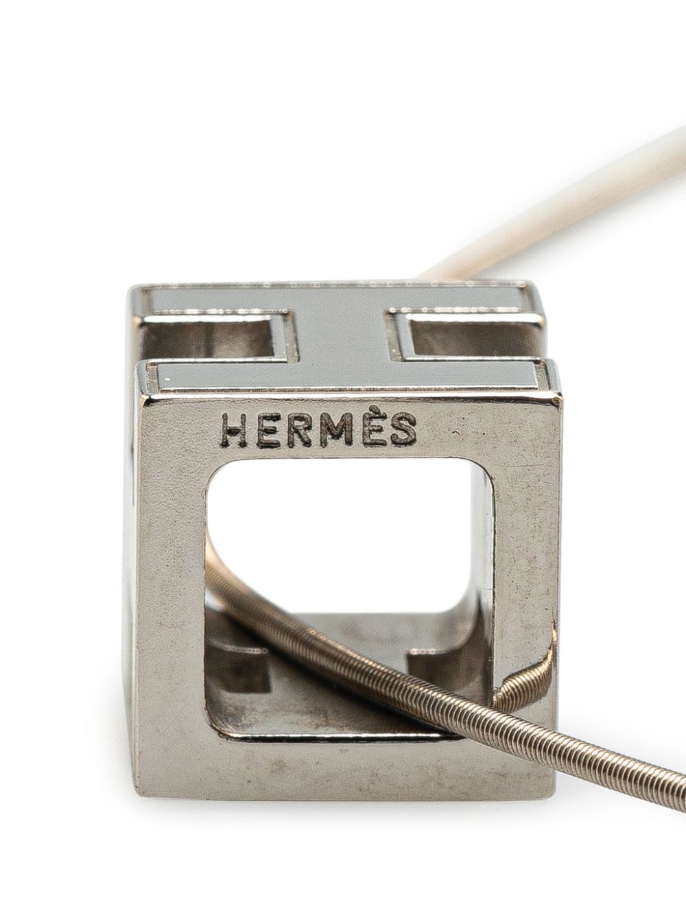 Hermès Pre-Owned 20th Century Palladium Plated Cage dH Cube costume necklace - Wit