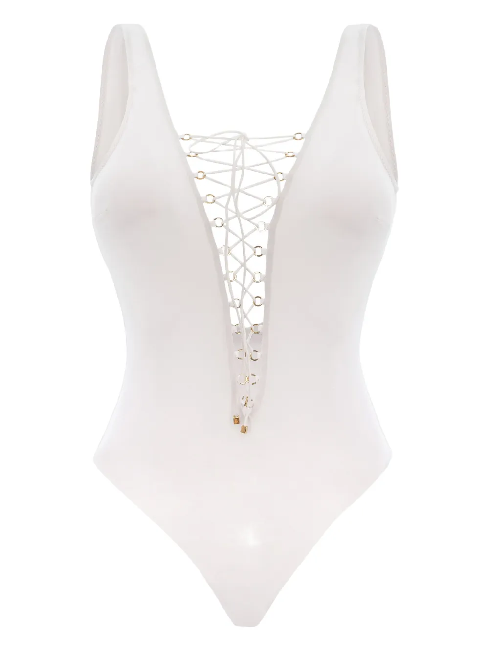 Noire Swimwear Badpak met veters Wit