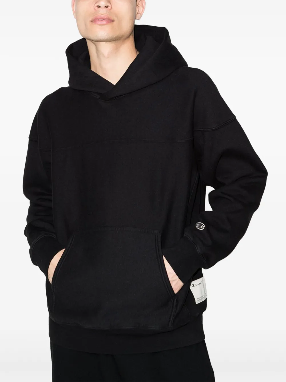 Champion logo-patch hoodie - Zwart