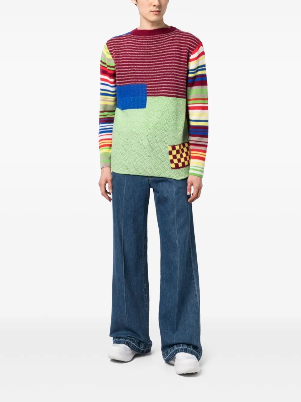 The Elder Statesman patchwork sweater - Rood